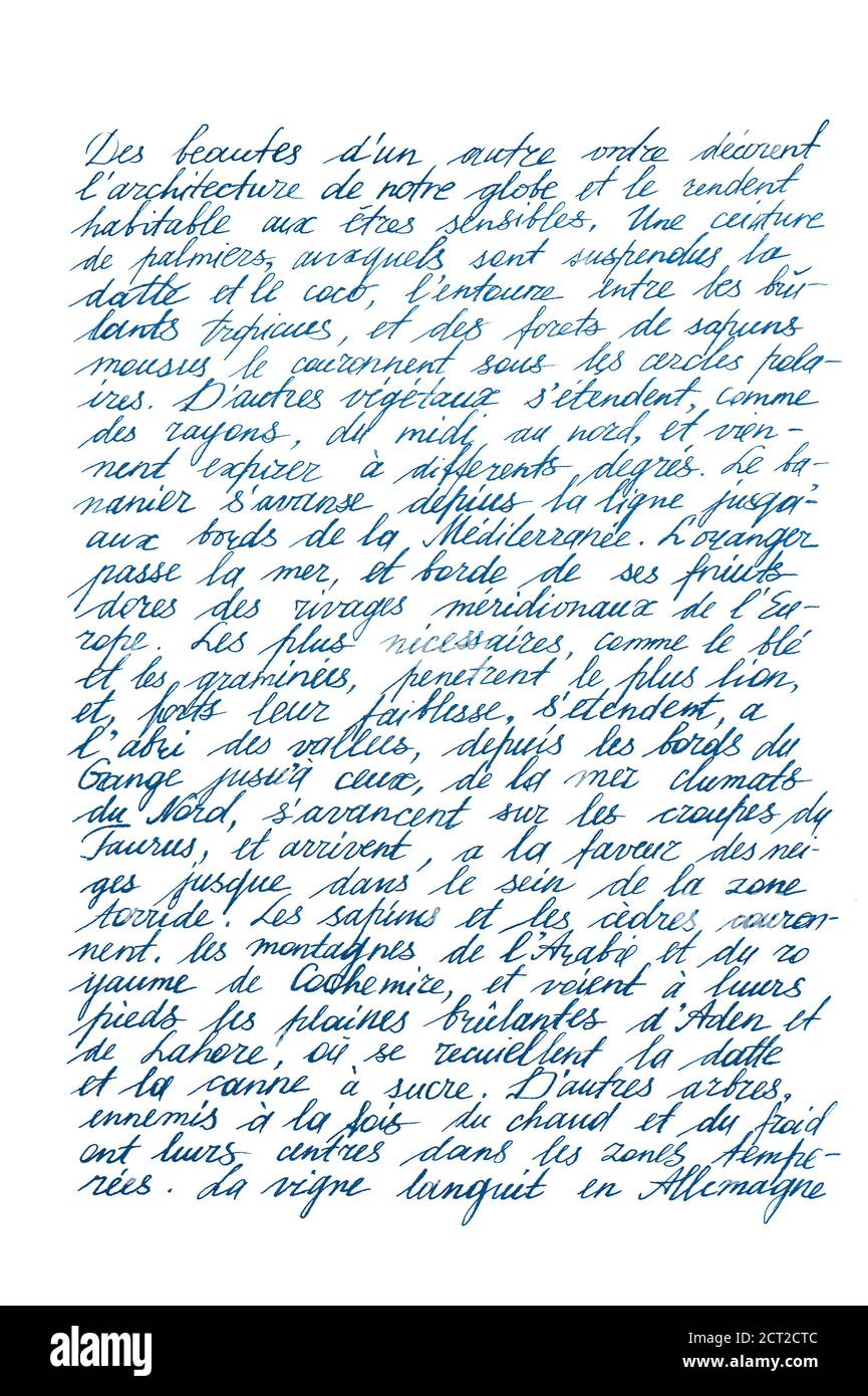 Handgeschriebener unlesbarer Text. Handschrift. Kalligraphie. Unterschrift. Brief. Abstrakter Texturhintergrund Stockfoto