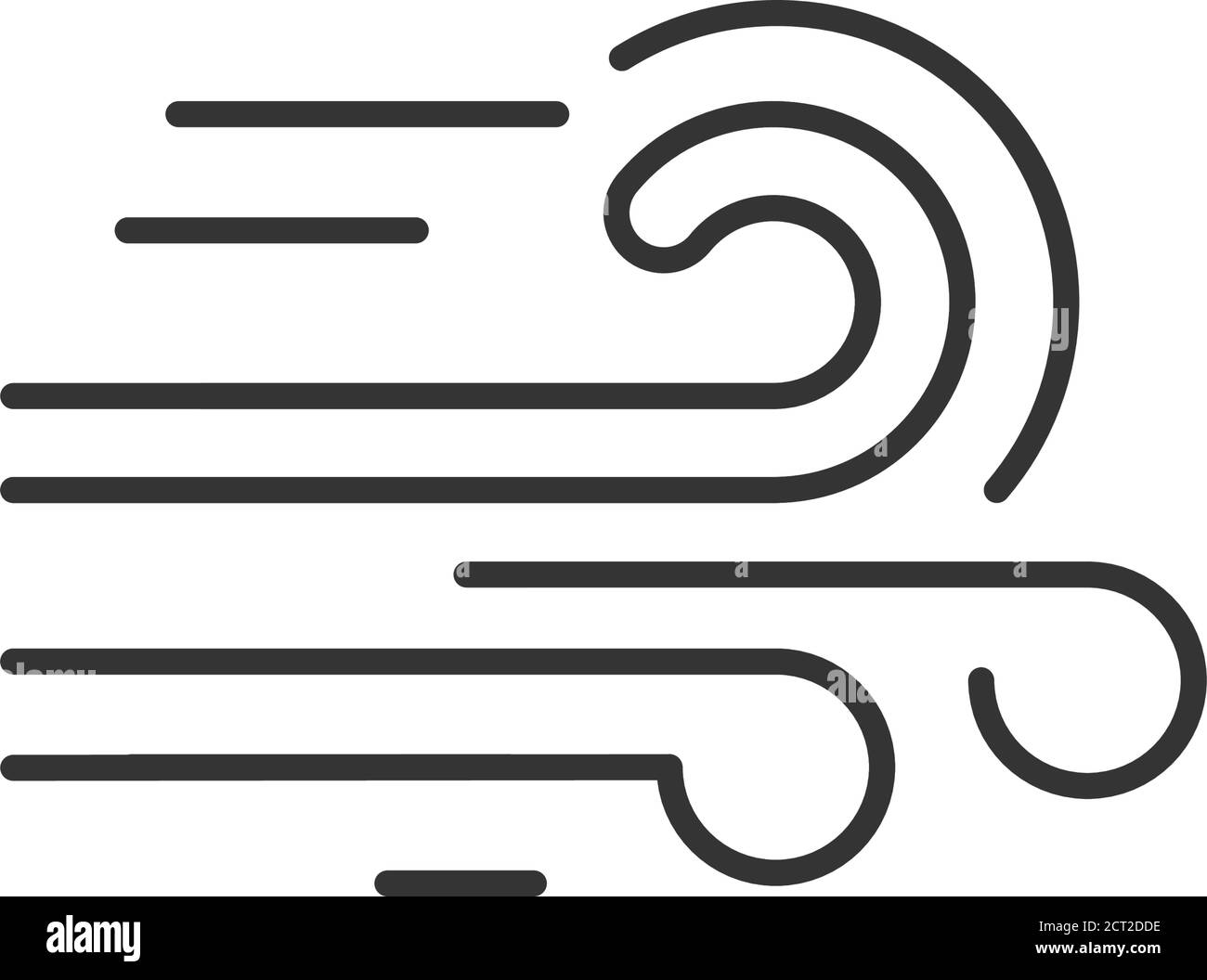 Schwarzes Symbol der Windlinie. Green Energy Vektor Piktogramm. Umweltsymbol. Luftstrom. Natürliche Kataklysmus. Schaltfläche für Webseite, App, Promo. Stock Vektor