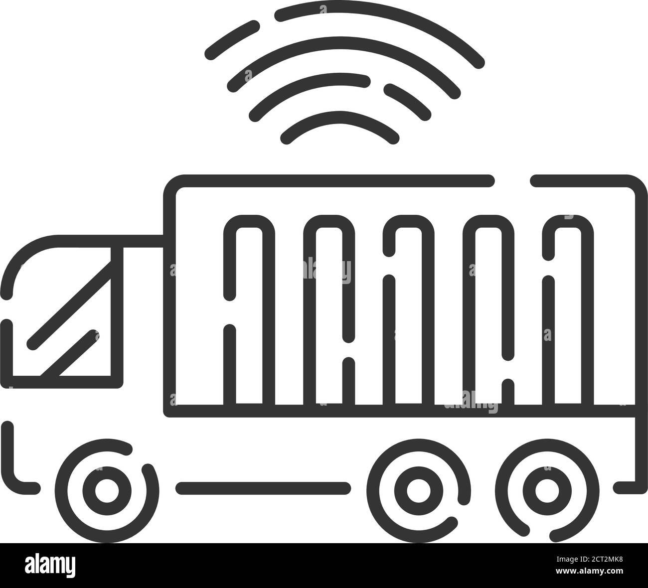Symbol für die Farblinie des fahrerlosen Staplers. Smart Cargo Shipping Assist System. Selbstfahrende Konzept. Stock Vektor