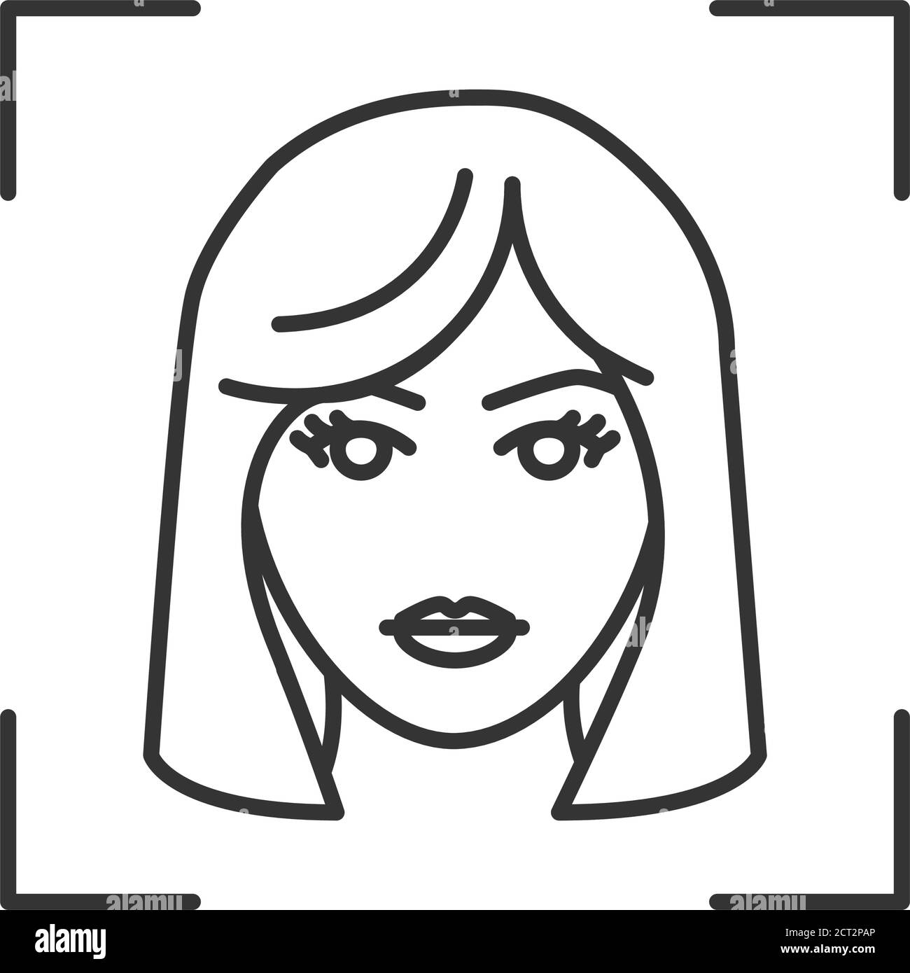 Symbol für schwarze Linie der Identifikationsfläche. ID und Verifizierung. Berechtigungspflichtig. Biometrisches Sicherheitselement. Tiefes Gesicht. Scan-Technologie. Melden Sie sich für das Internet an Stock Vektor