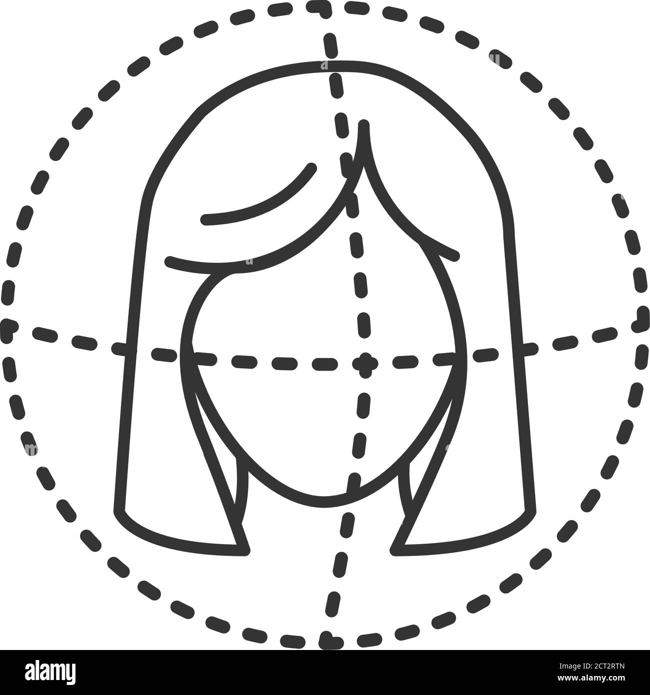Symbol für schwarze Linie der Identifikationsfläche. ID und Verifizierung. Biometrisches Sicherheitselement. Tiefes Gesicht. Scan-Technologie. Melden Sie sich für Webseite, mobile App Stock Vektor