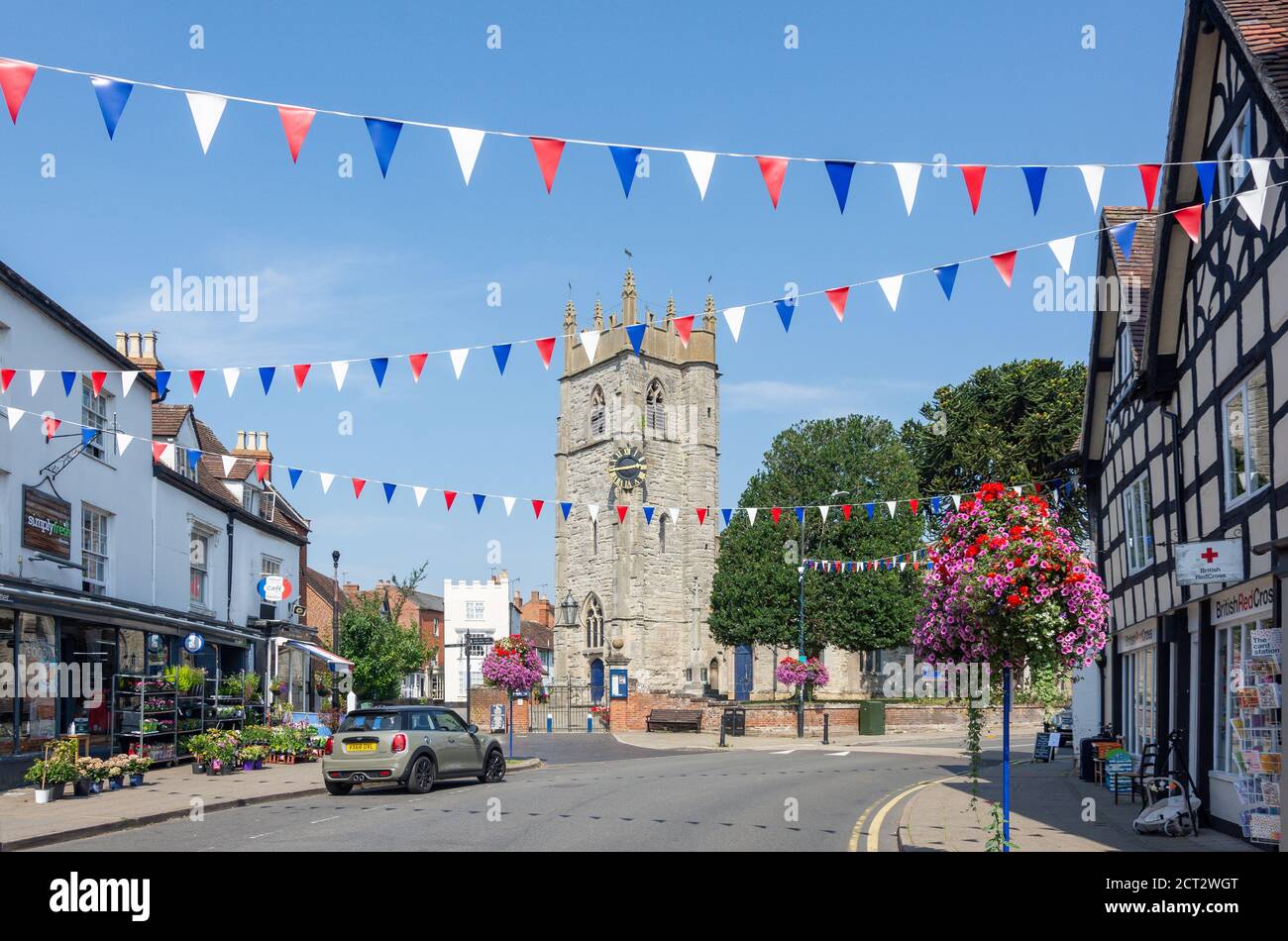 St. Nicholas Parish Church, High Street, Alcester, Warwickshire, England, Großbritannien Stockfoto