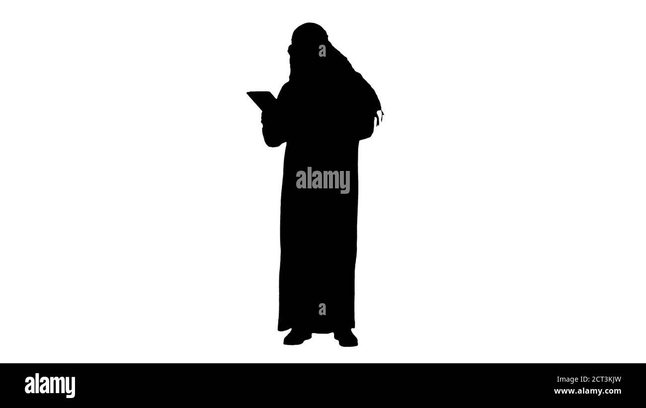 Arabischer Geschäftsmann mit Tablet, Alpha Channel Stockfoto