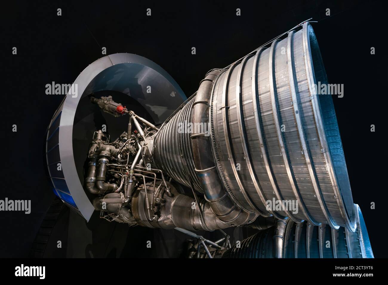 Nahaufnahme des F1-Motors für den Saturn 5 Rakete Stockfoto