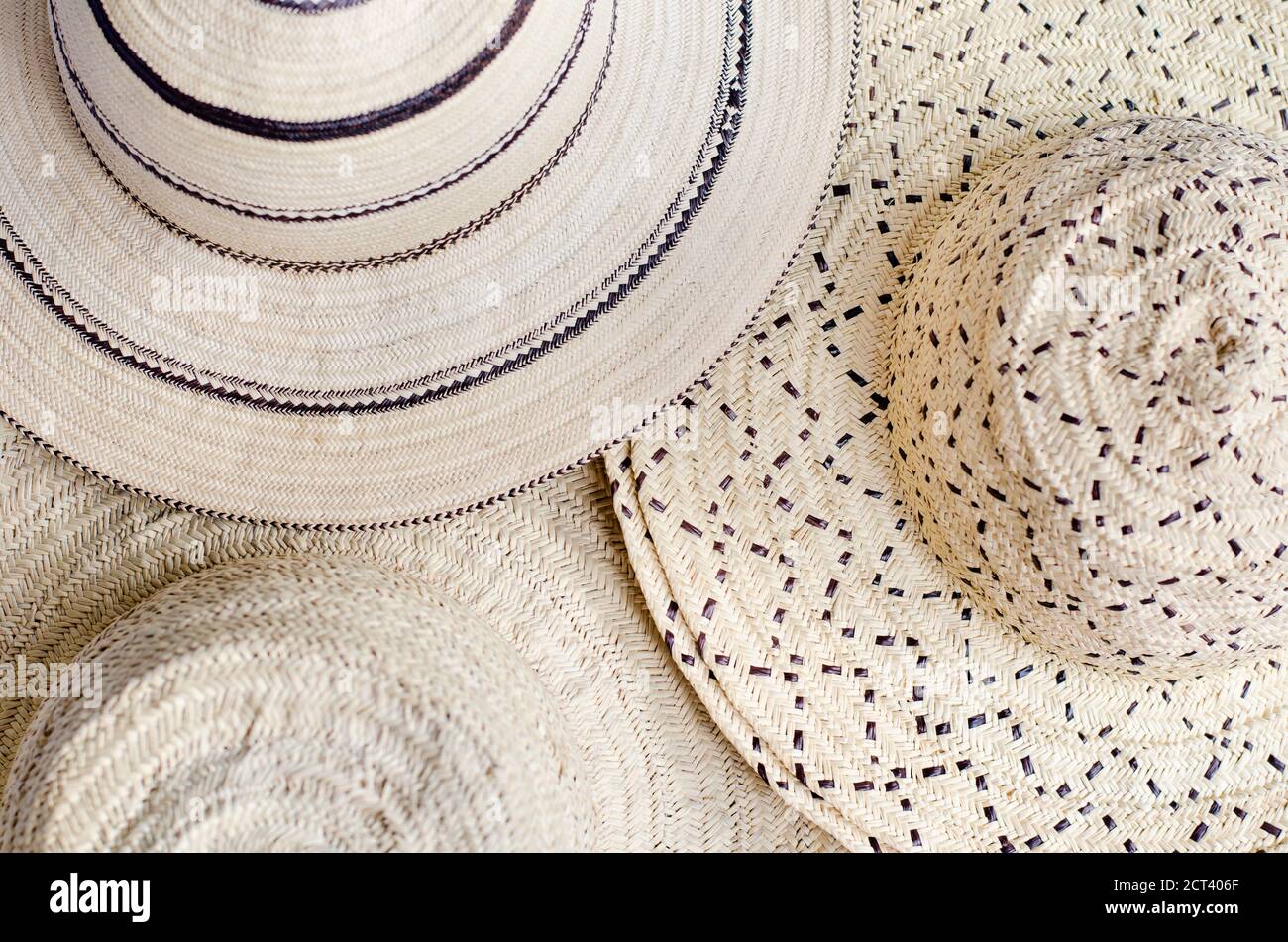 Vielfalt der panamaischen Hüte Stockfoto