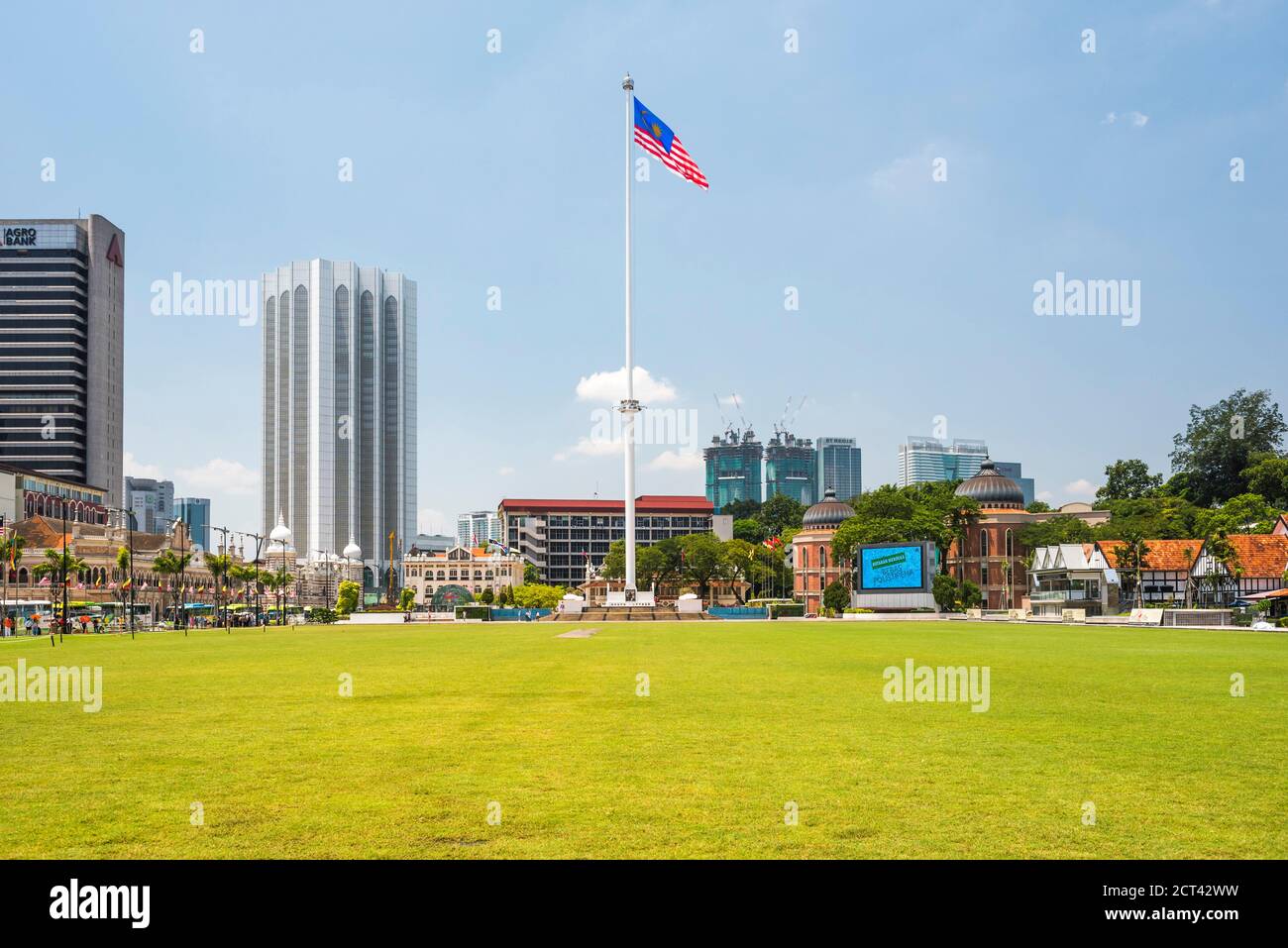 Merdeka Square Fahnenmast mit der malaysischen Flagge, Kuala Lumpur, Malaysia, Südostasien Stockfoto