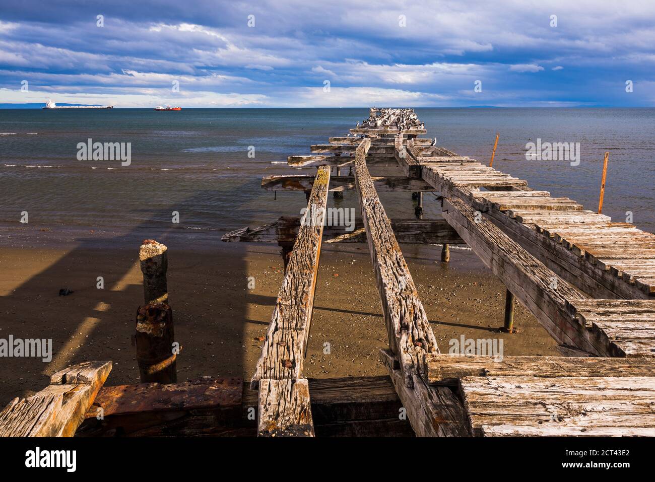 Alte Pier in Punta Arenas, Magallanes und Antartica Chilena Region, chilenisches Patagonien, Chile, Südamerika Stockfoto