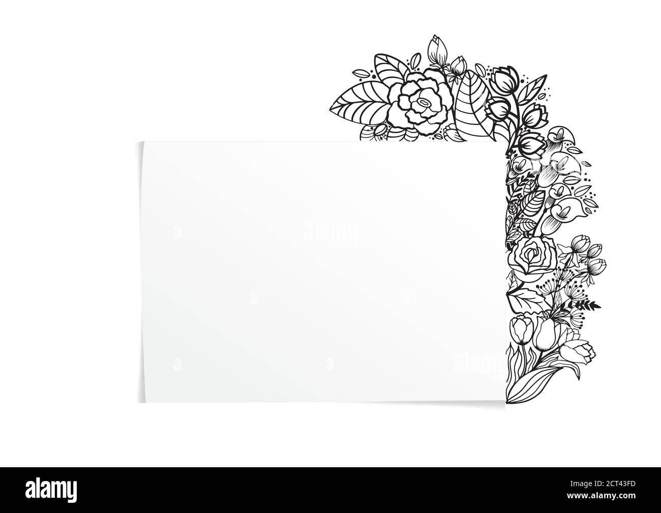 Schöner grauer Blumenrahmen. Für Ihr Produktdesign. Postkarten, Grußkarten und Einladungen zu Geburtstag, Hochzeit, Valentinstag, Party. Vektor Stock Vektor