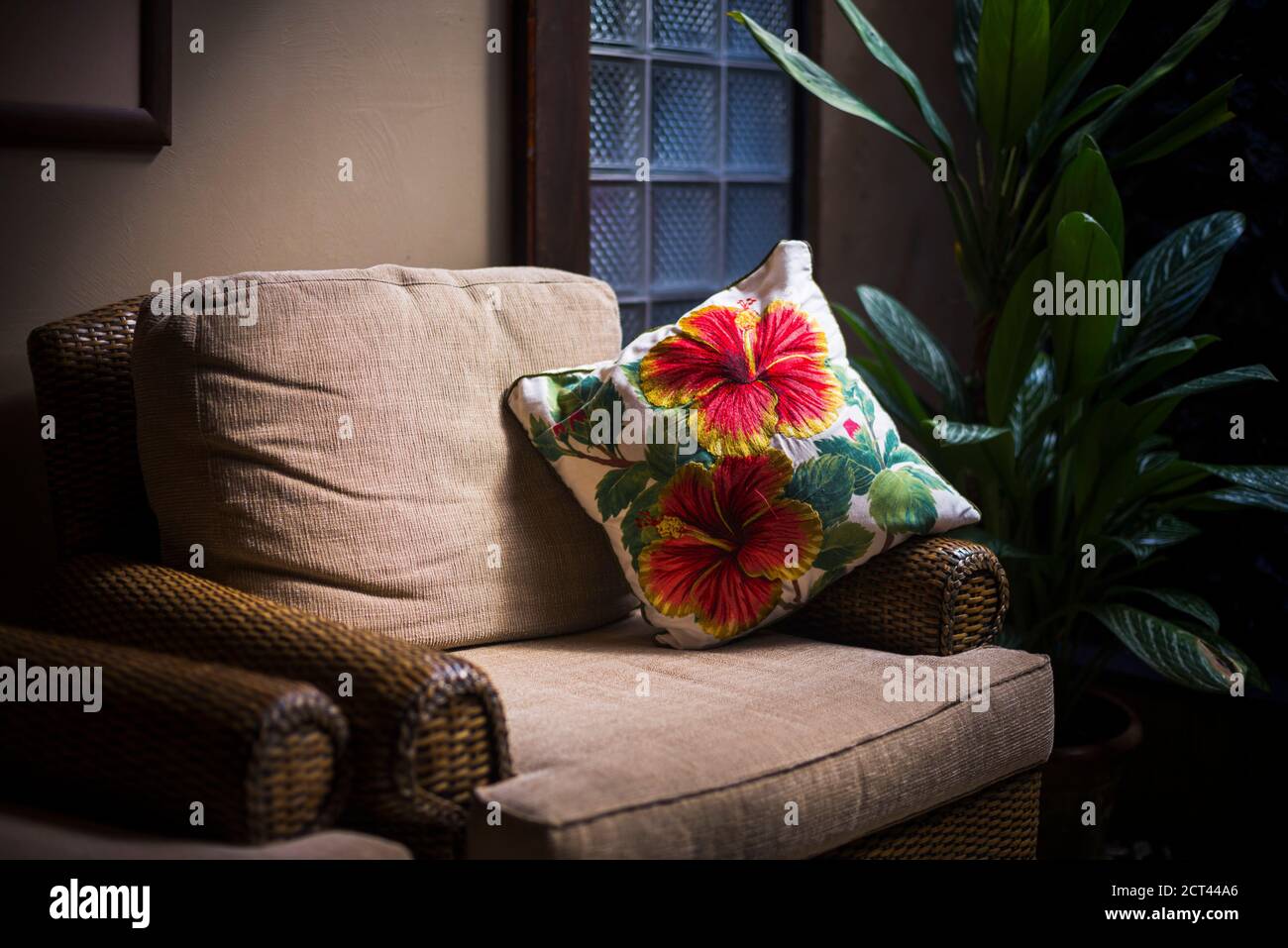 Detail Kissen auf einem Stuhl in einem luxuriösen Day Spa, ein perfekter Ort zum Entspannen Stockfoto