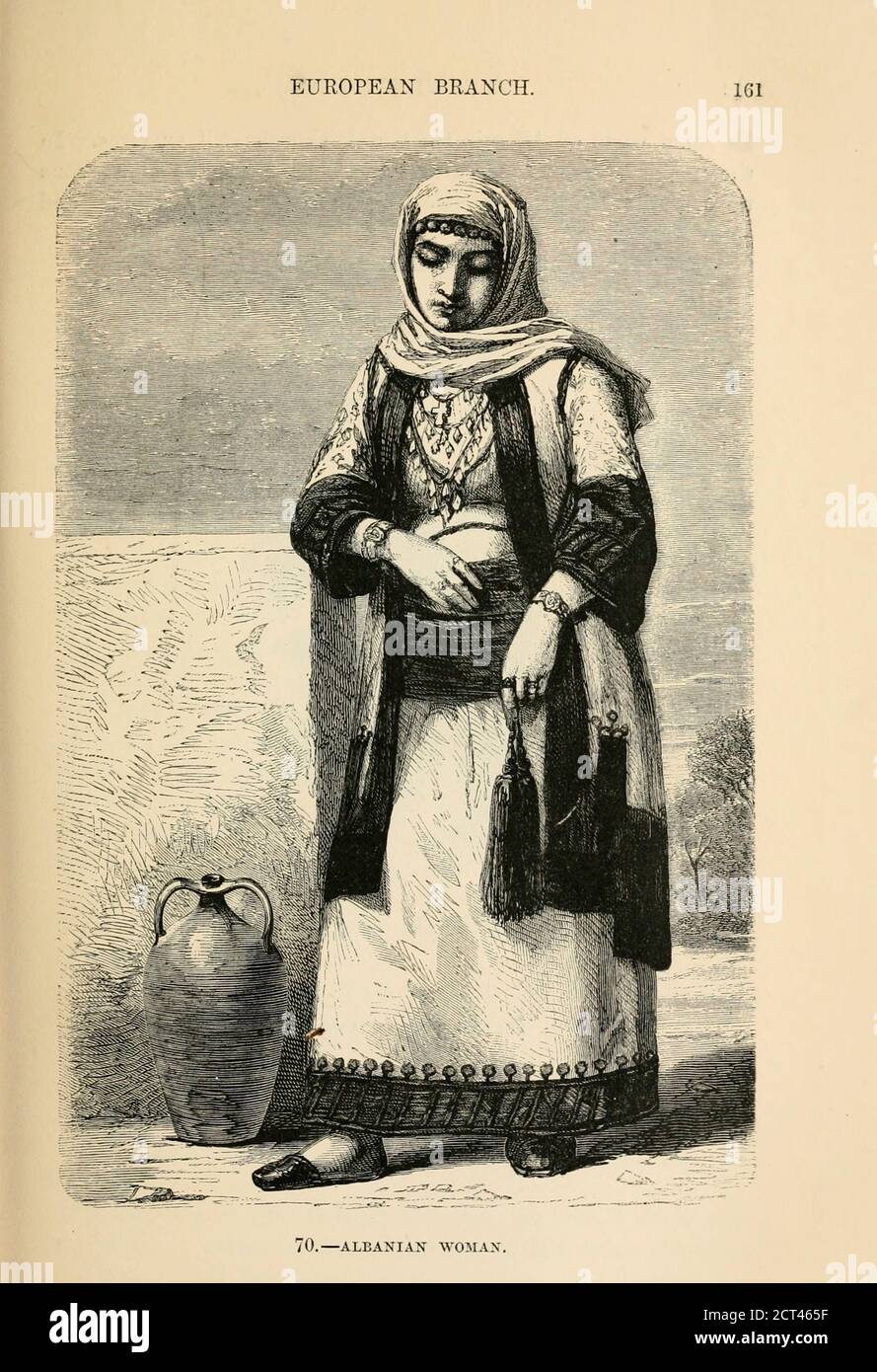 Albanian Woman Engraving on wood from the human race von Figuier, Louis, (1819-1894) Publikation im Jahr 1872 Verlag: New York, Appleton Stockfoto