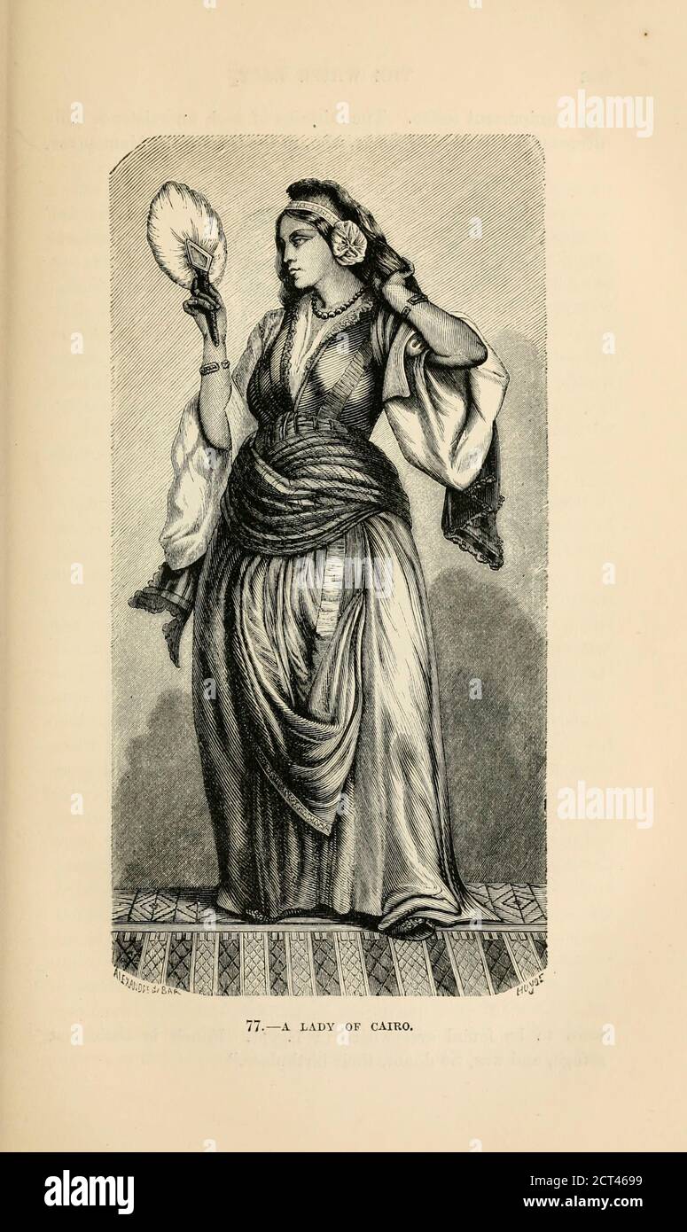 Alma or Belly Dancing Lady of Cairo, Ägypten Gravur auf Holz aus der menschlichen Rasse von Figuier, Louis, (1819-1894) Veröffentlichung 1872 Verlag: New York, Appleton Stockfoto