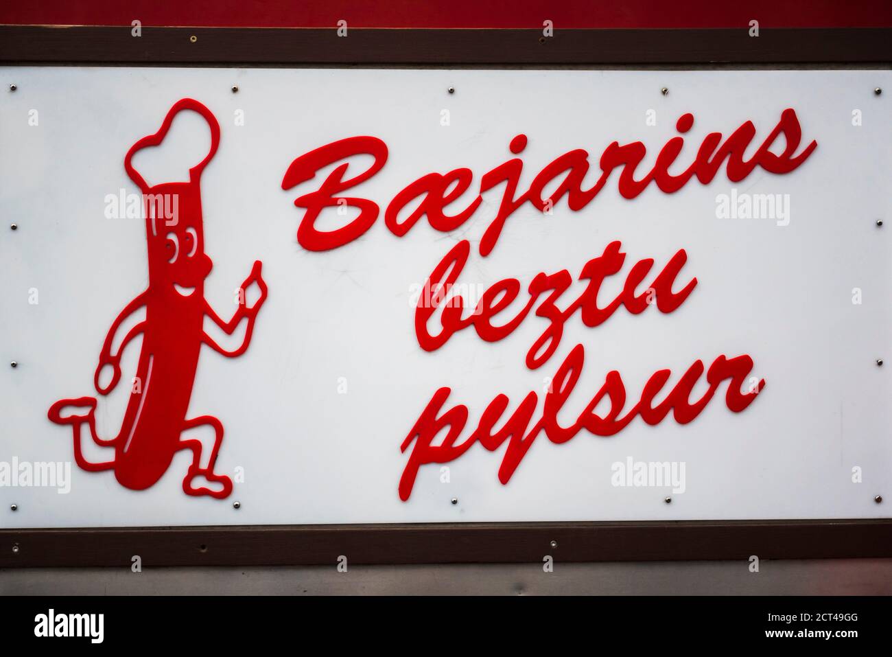 Baejarins Beztu Pylsur bekannt als der beste Hot Dog in Island, Reykjavik, Island, Europa Stockfoto