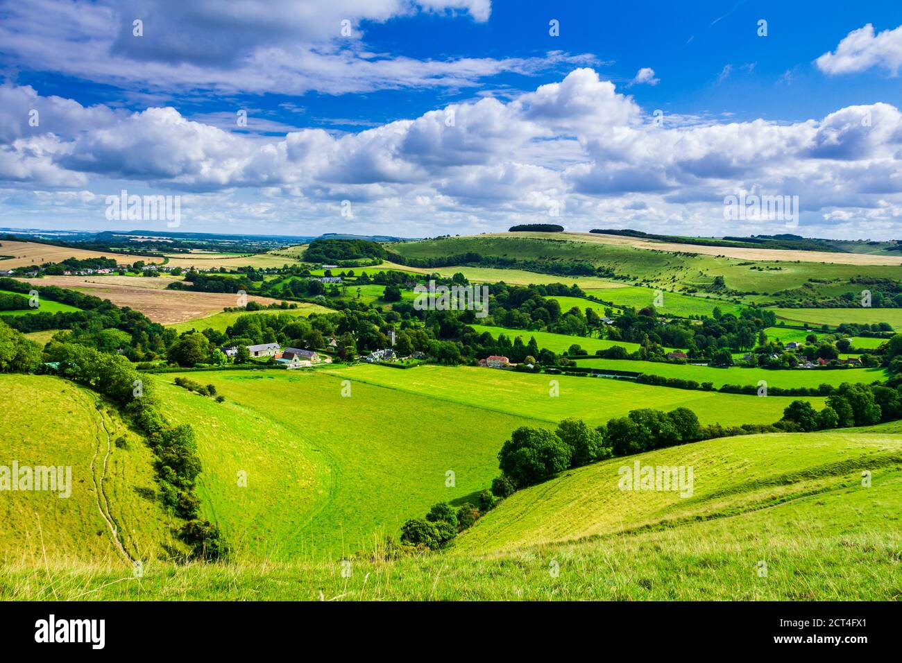 Blick vom Gipfel des Melbury Hill im Norden von Dorset Downs Südwesten Englands Stockfoto