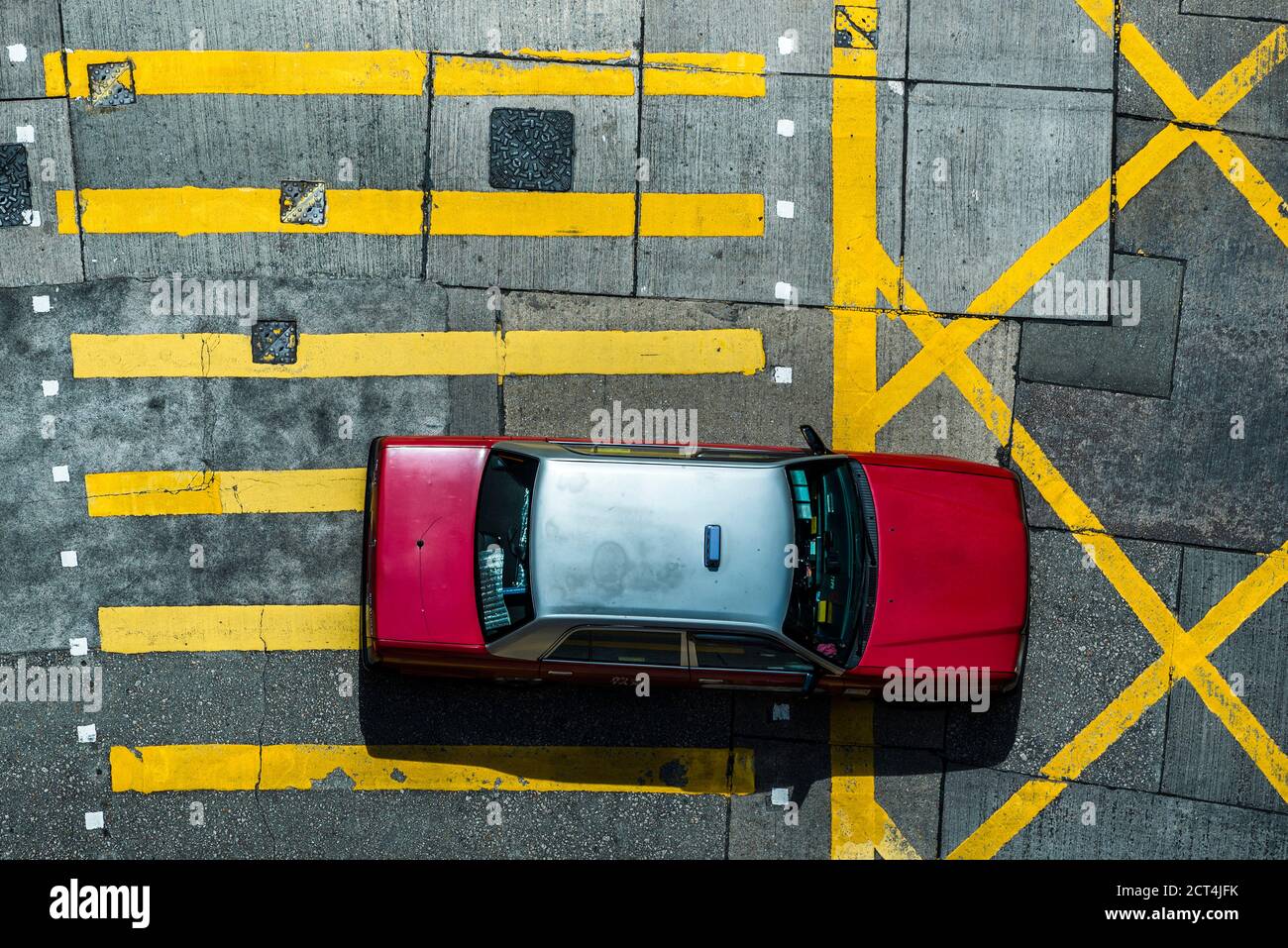 Traditionelles Hong Kong Taxi, Sheung Wan, Hong Kong, China Stockfoto