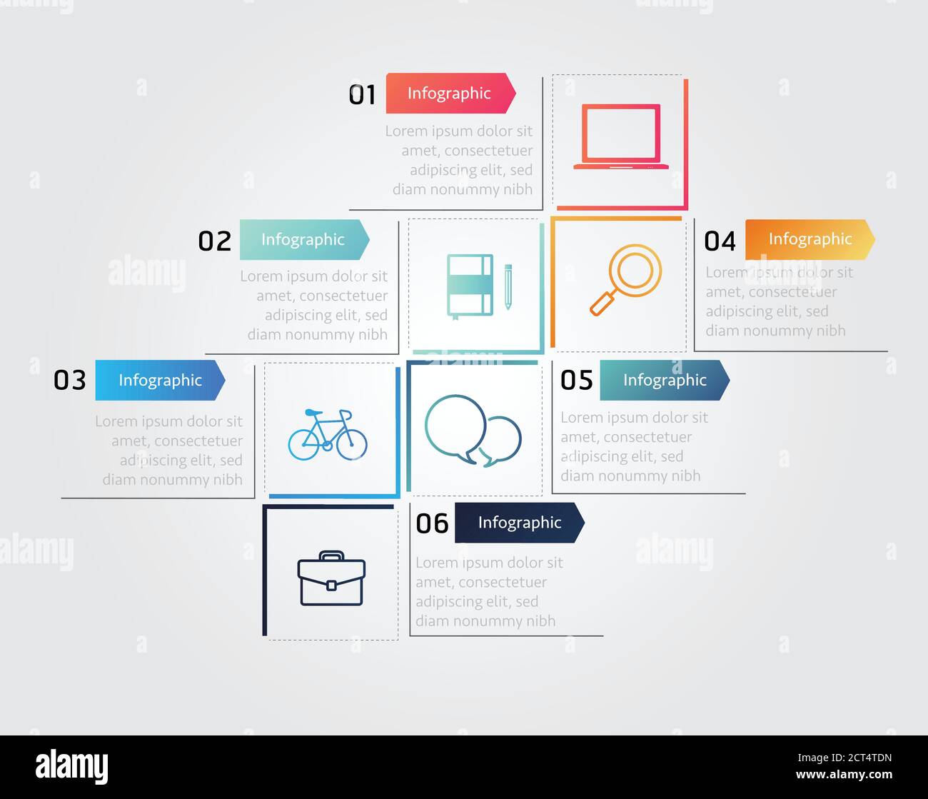 Vektor Infographic Label Design-Vorlage mit Symbolen 6 Optionen Stock Vektor