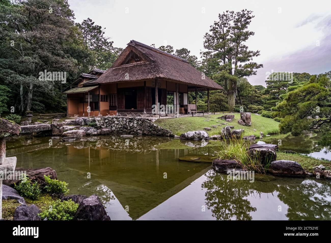 Shokintei Teehaus, Japanischer Garten in der Katsura Imperial Villa, Kyoto, Japan Stockfoto