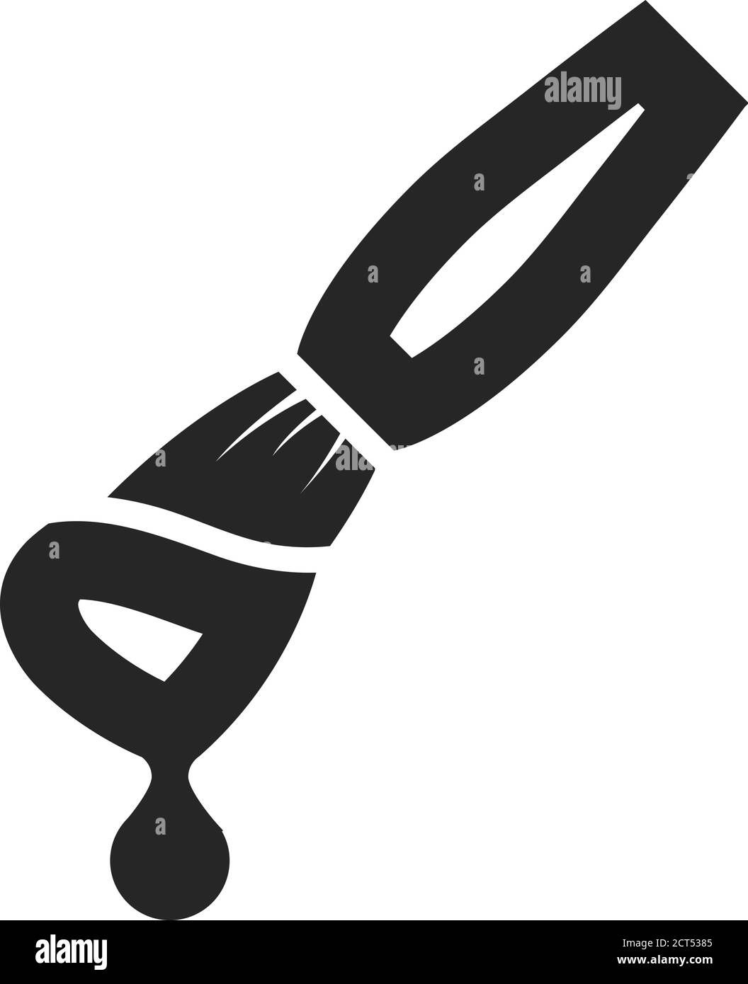 Pinsel-Symbol in dickem Umriss. Schwarz-Weiß-Vektorgrafik. Stock Vektor