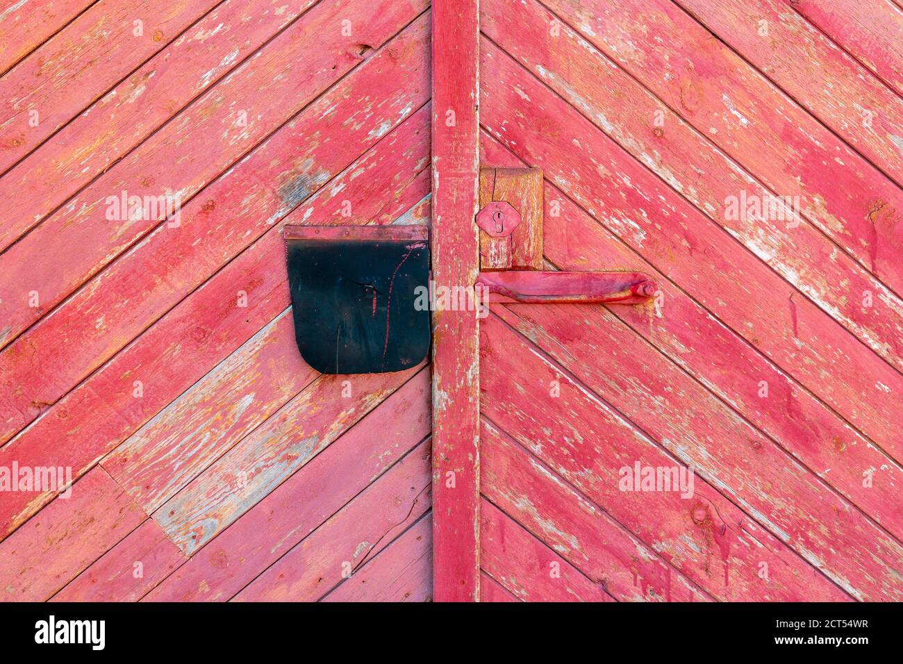 Alte Holztür (Tor) der Scheune oder Garage. Kann als Hintergrund oder Textur für Foto-Editoren verwendet werden Stockfoto