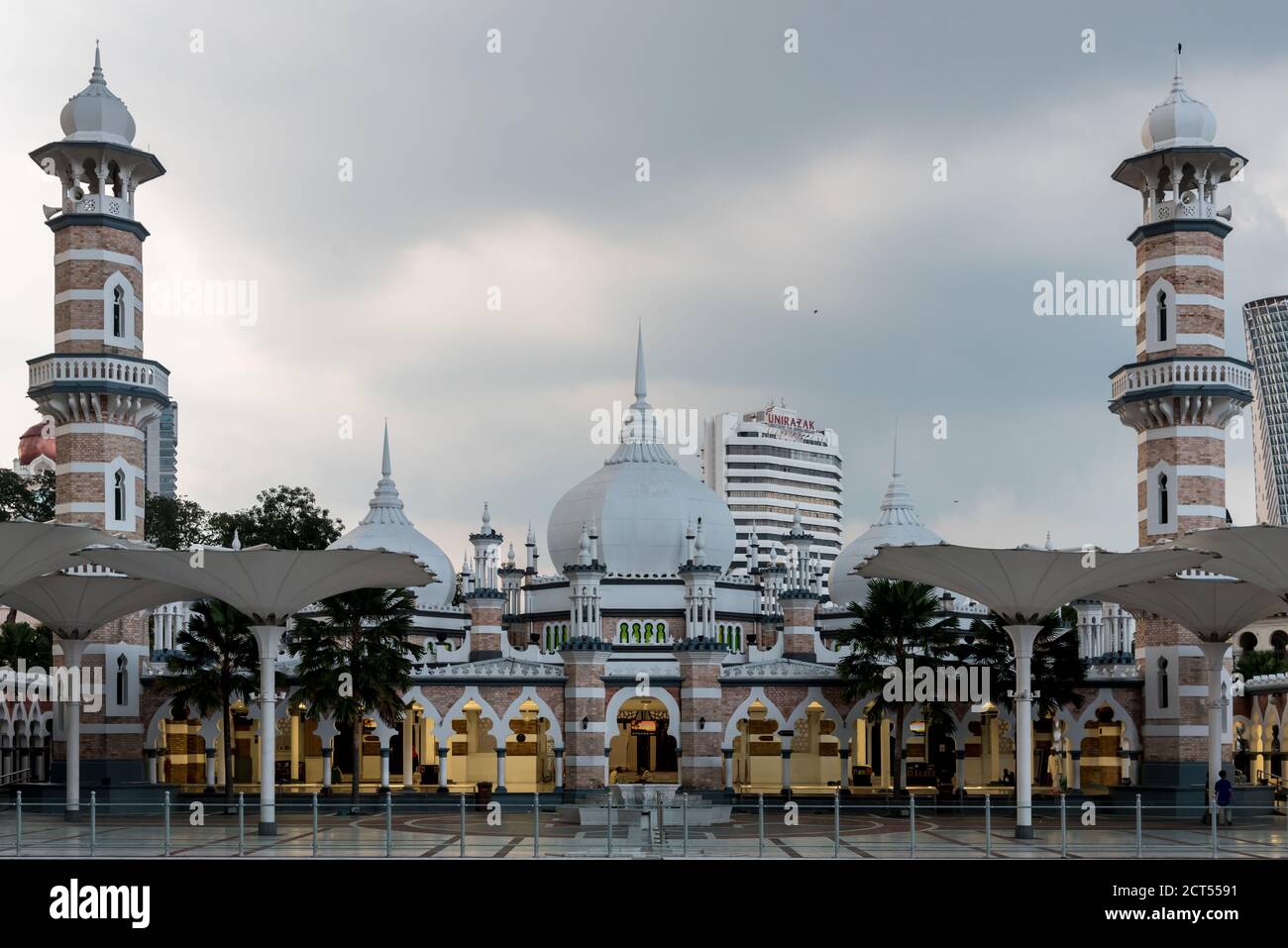 17. März 2018: Fassade der Moschee Masjid Jamek in Kuala Lumpur, Malaysia Stockfoto