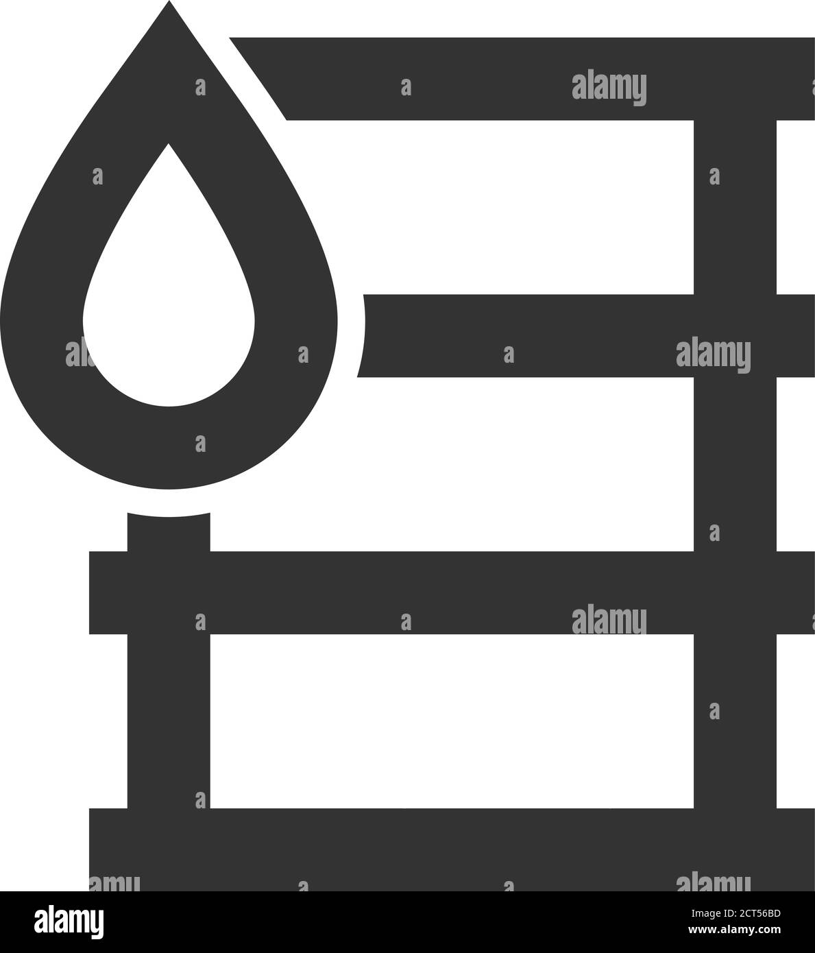 Ölfass-Symbol in dicker Umrandung. Schwarz-Weiß-Vektorgrafik. Stock Vektor