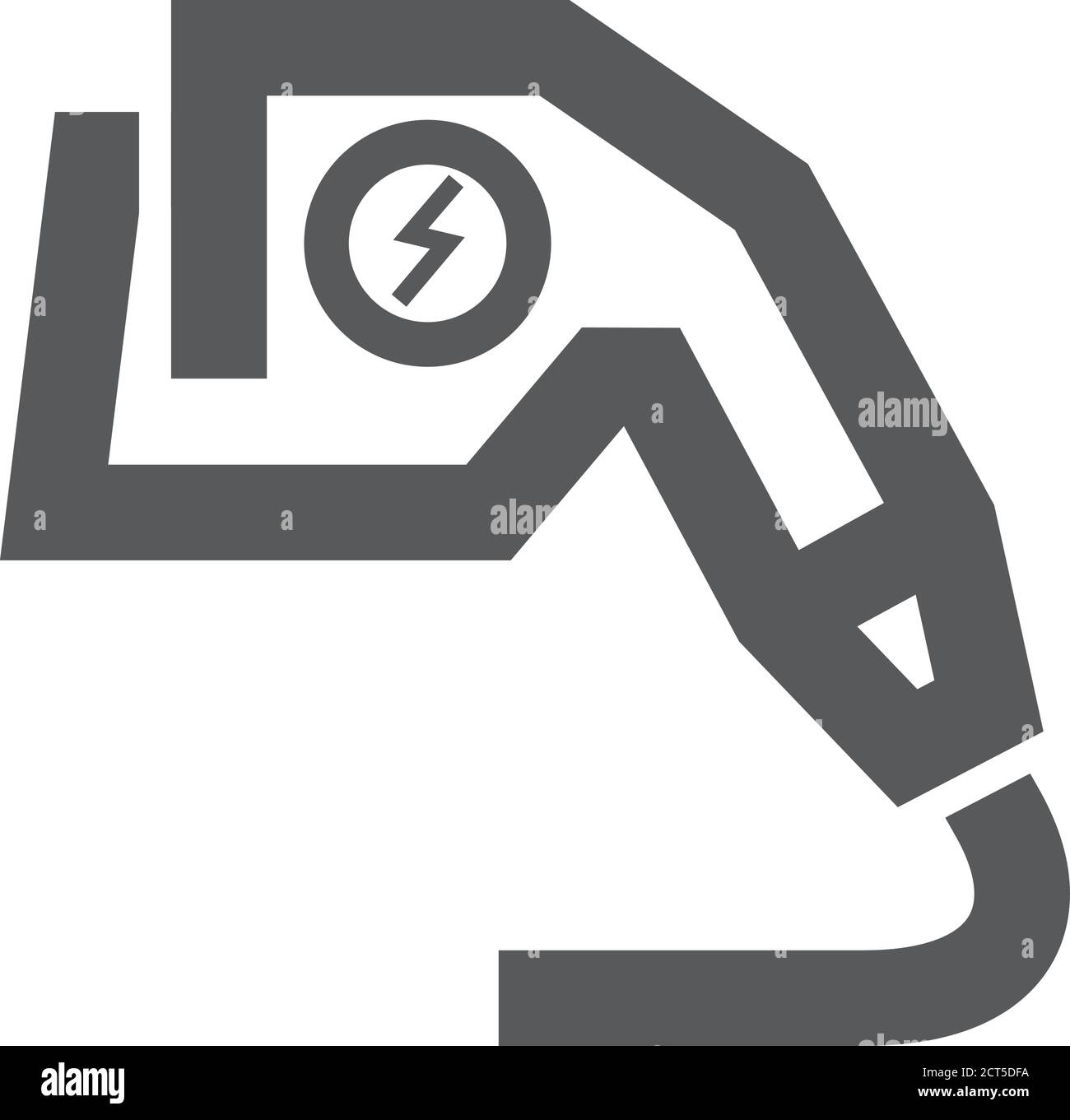 Symbol für das Ladegerät für Elektrofahrzeuge in dicker Umrandung. Schwarz-Weiß-Vektorgrafik. Stock Vektor