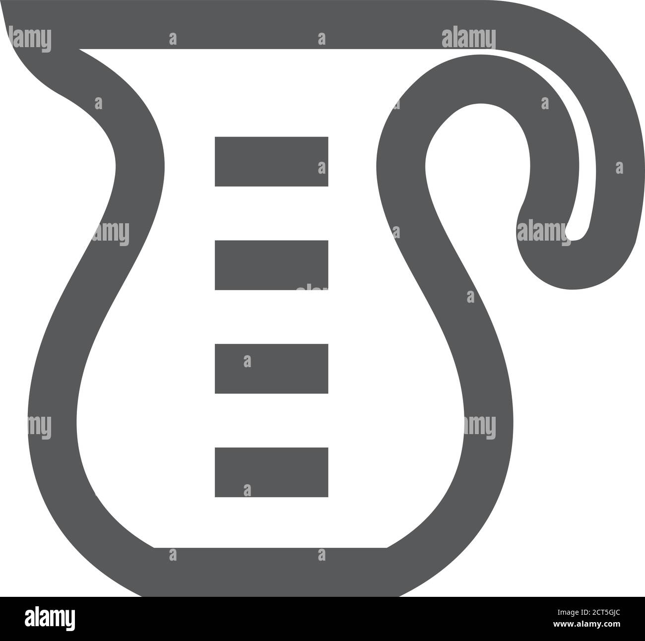 Messen Sie das Symbol für die Kanne in einem dicken Umriss. Schwarz-Weiß-Vektorgrafik. Stock Vektor