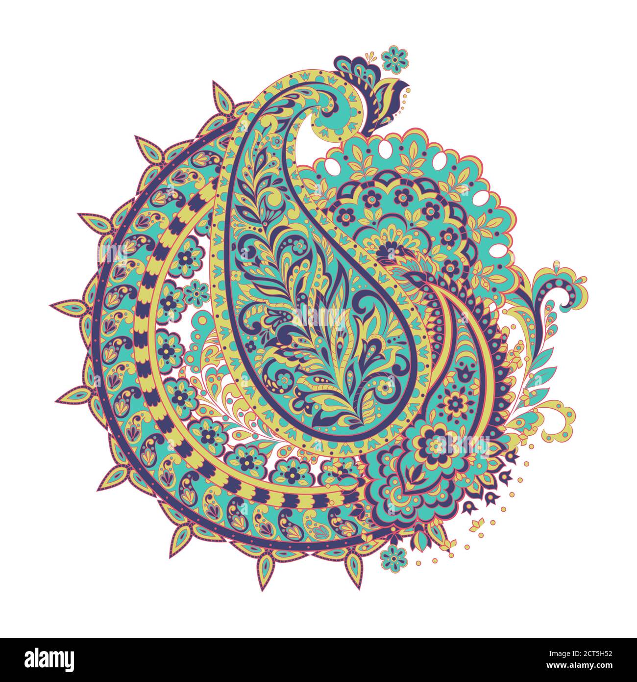 Paisley Ornamentale Motive der indischen Stoffmuster Stock Vektor