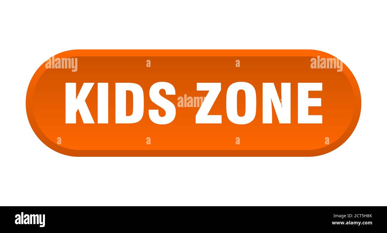 Kids Zone Taste. Abgerundetes Zeichen isoliert auf weißem Hintergrund Stock Vektor