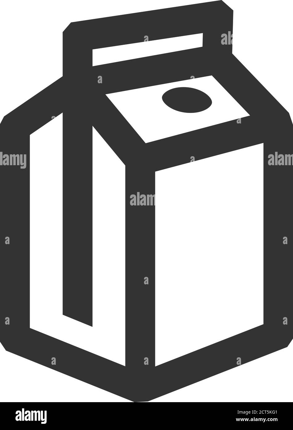 Symbol für Milchverpackungen in dickem Umriss. Schwarz-Weiß-Vektorgrafik. Stock Vektor