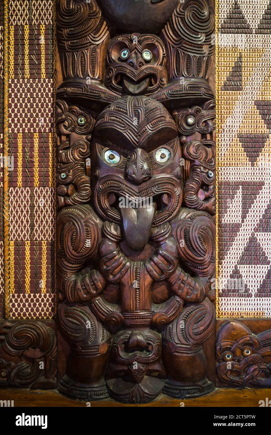 Maori Meeting House, Waitangi Treaty Grounds, Bay of Islands, Northland Region, North Island, Neuseeland Stockfoto