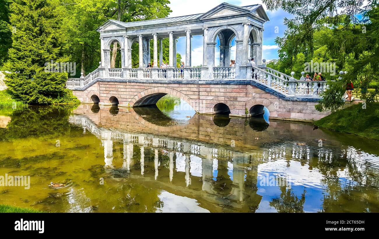 Marmorbrücke (Palladio) im Catherine Park. Puschkin (Zarskoe Selo), St. Petersburg, Russland. Stockfoto