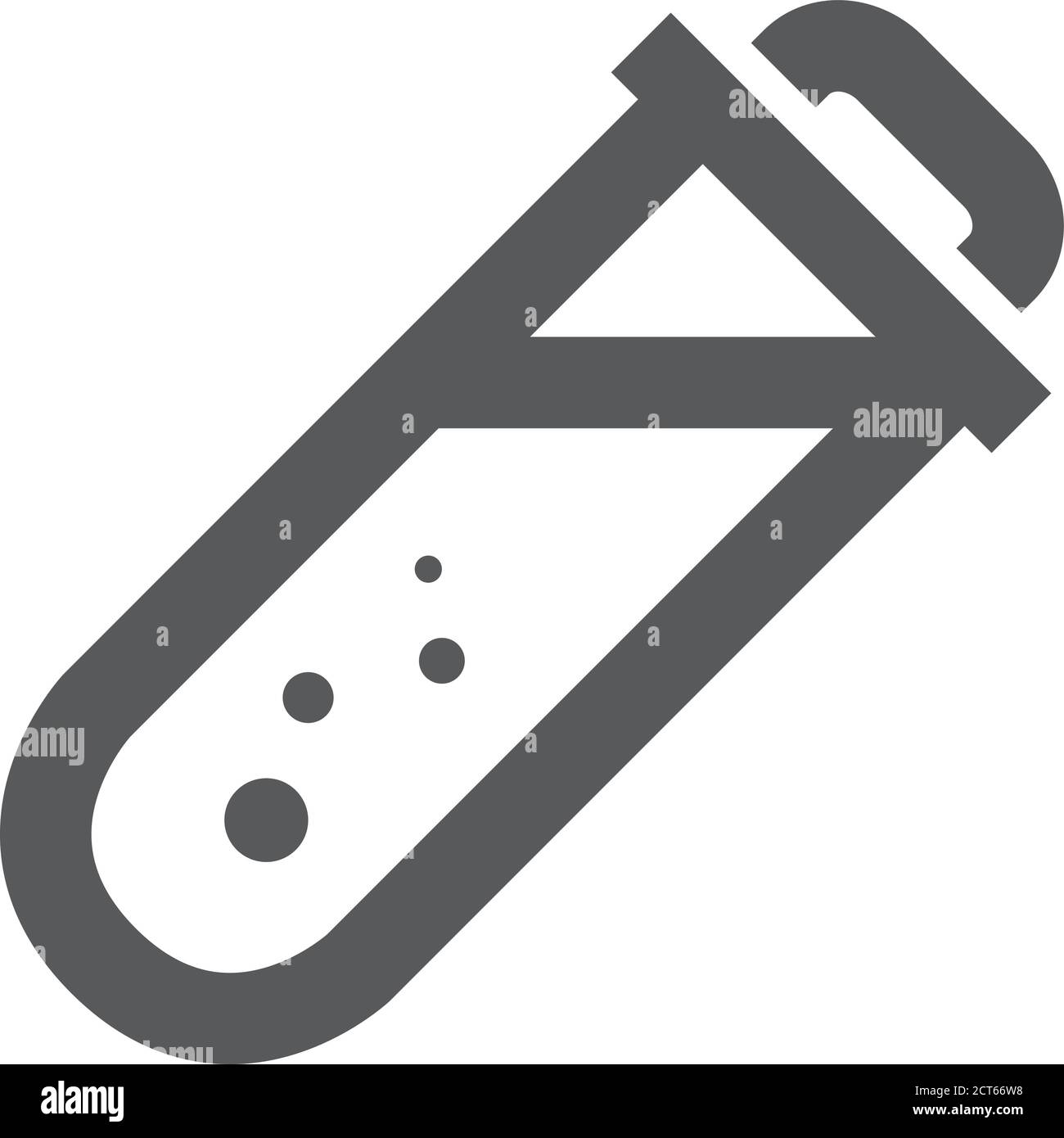 Symbol für Reagenzglas in dicker Kontur. Schwarz-Weiß-Vektorgrafik. Stock Vektor