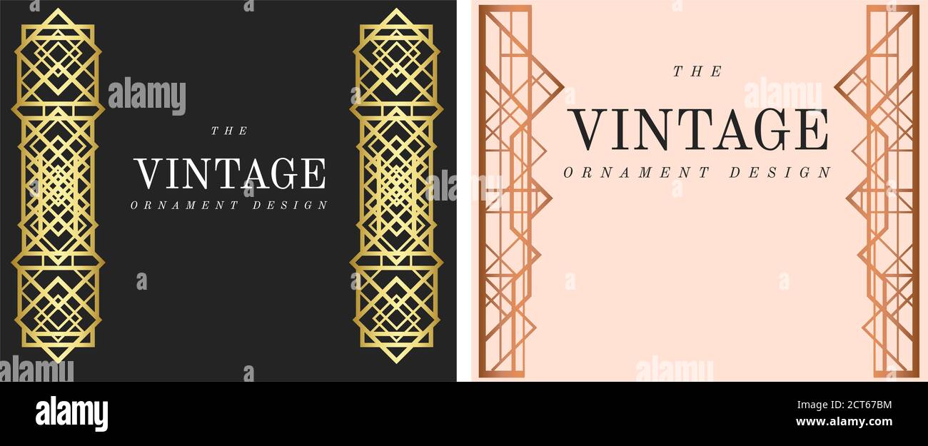 Art Deco, Art Novo Seite Vorlage Luxus elegante Textur geometrischen Stil, gatsby Konzept, golden schwarz.Pink Gold und pastellrosa Hintergrund. Stock Vektor