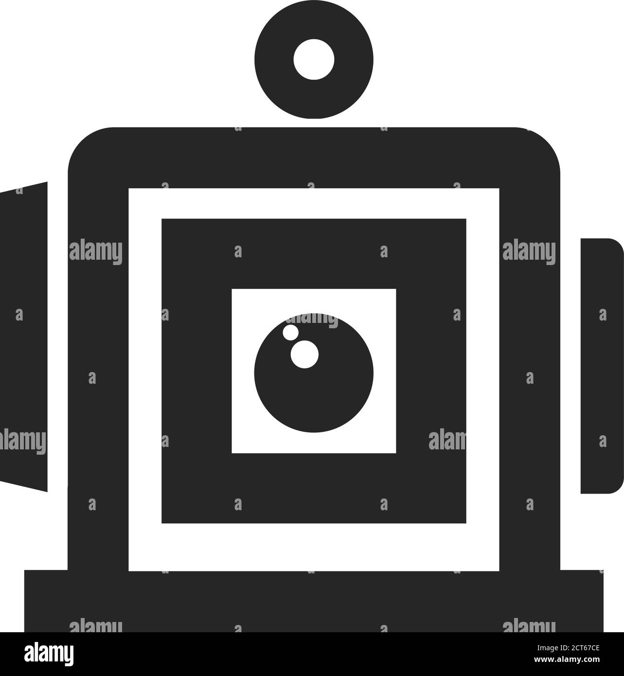 Großformat-Kamerasymbol in dickem Umriss. Schwarz-Weiß-Vektorgrafik. Stock Vektor