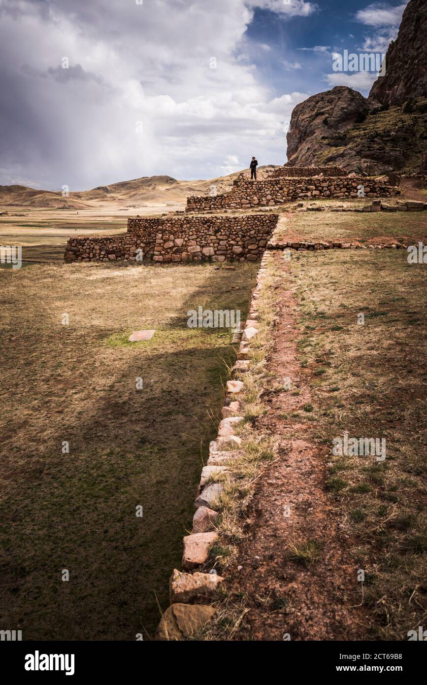 Pukara Inka Ruinen in Pucara, Puno Region, Peru, Südamerika Stockfoto