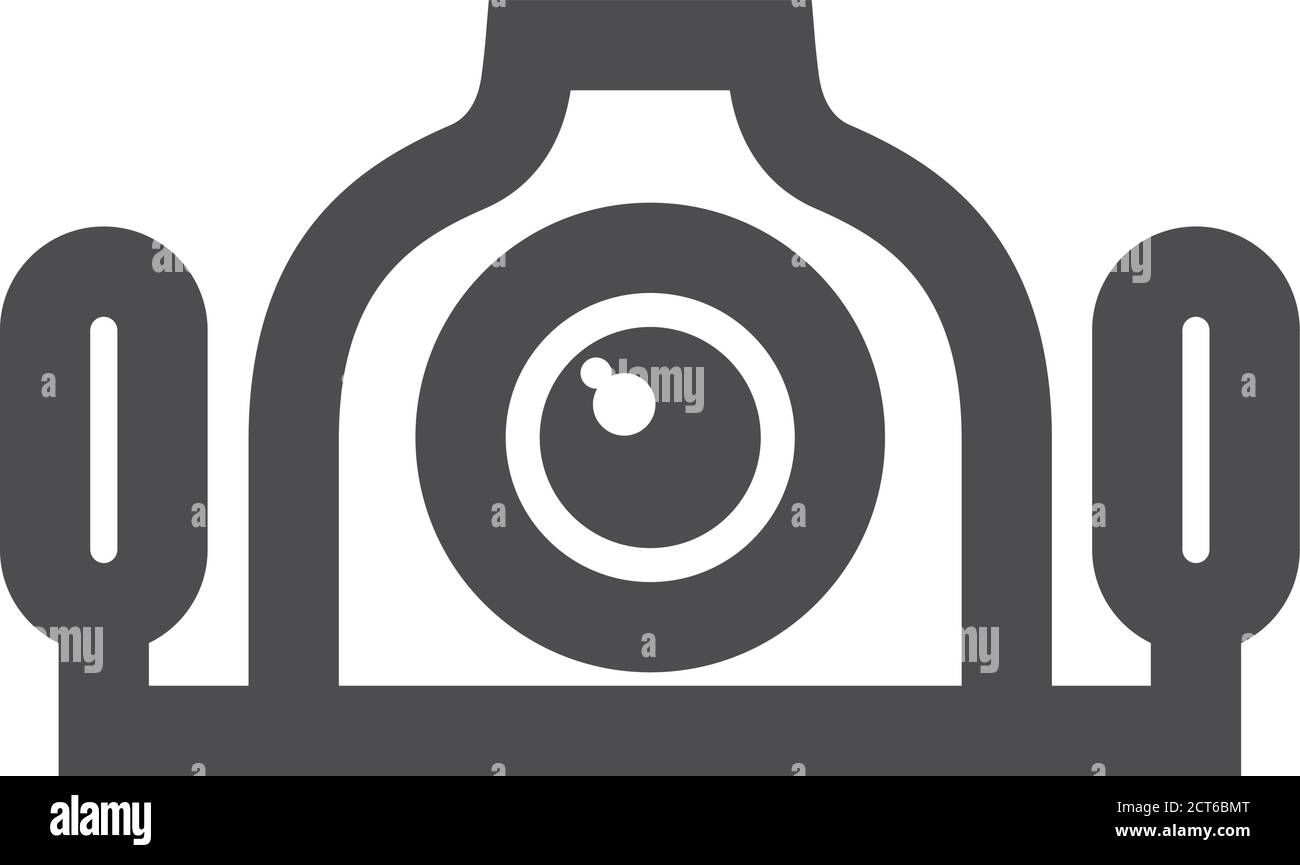 Unterwasserkamera-Symbol in dicker Umrissform. Schwarz-Weiß-Vektorgrafik. Stock Vektor