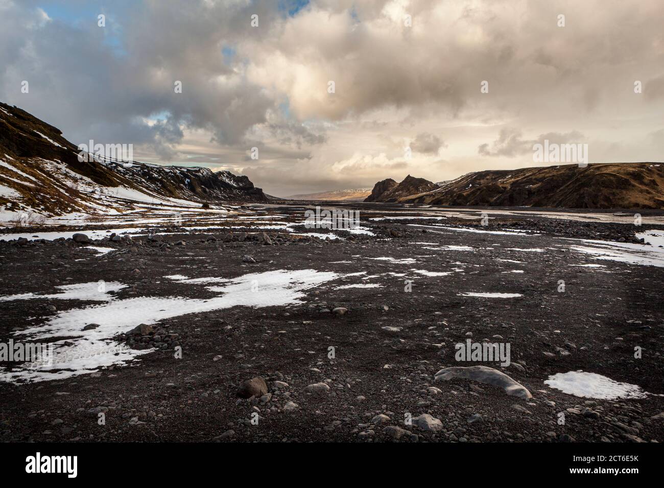 Thórsmörk Tal an einem bewölkten Tag in Island Stockfoto