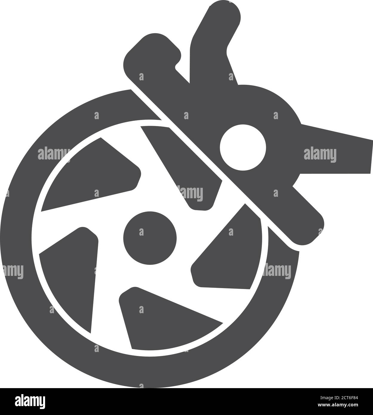 Symbol für die Fahrradbremse in dicker Umrissform. Schwarz-Weiß-Vektorgrafik. Stock Vektor