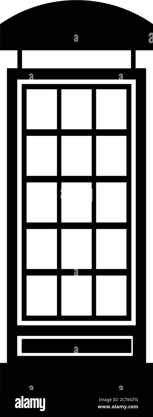 Englische Telefonzelle, Telefonzelle London. Abbildung des Symbols für flache Vektorgrafiken. Einfaches schwarzes Symbol auf weißem Hintergrund. Englische Telefonzelle, Telefonschild Stock Vektor