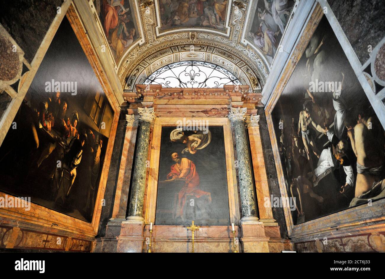 Italien, Rom, Kirche San Luigi dei Francesi, Cappella San Matteo (Cappela Contarelli), Caravaggio Gemälde, von links Vocazione di San Matteo Stockfoto