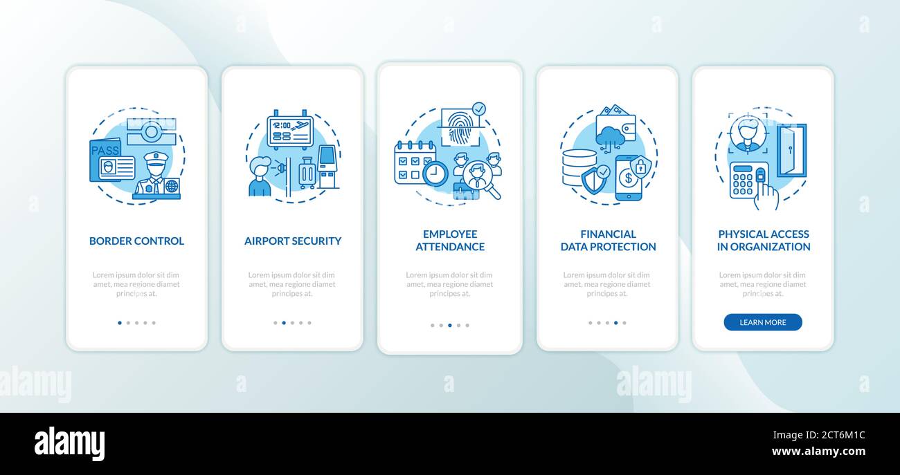 Biometrie verwenden Onboarding mobile App Seite Bildschirm mit Konzepten Stock Vektor