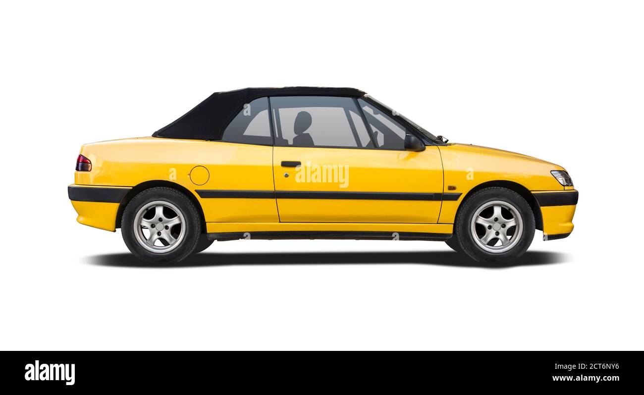 Französische klassische Cabrio Auto Seitenansicht isoliert auf weiß Stockfoto