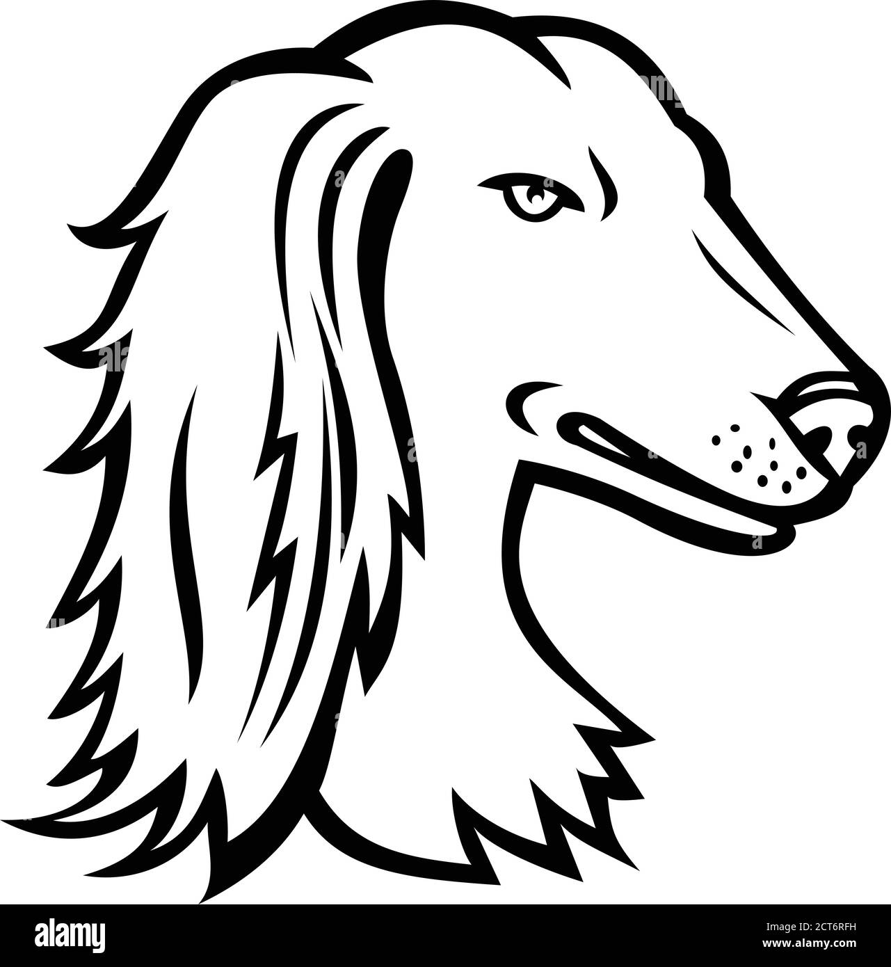 Maskottchen Symbol Abbildung: Leiter der Saluki, der auch als Persischer Windhund oder Tazi, ein Hund Rasse wie ein Windhund auf isolierten Hintergrund in r eingestuft bekannt Stock Vektor