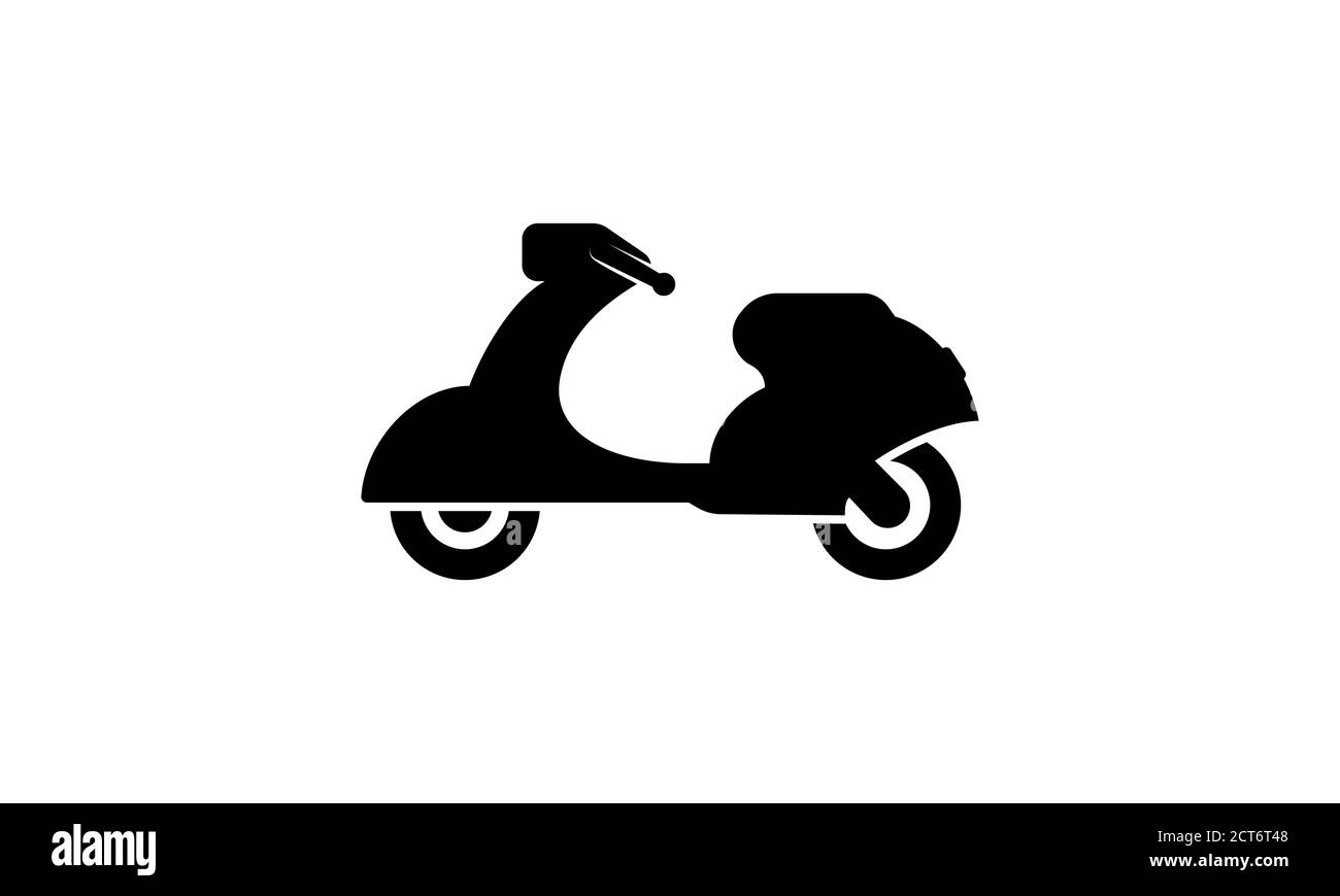 Roller Symbol in schwarz. Motorrad. Lieferfahrrad. Vektor auf isoliertem weißem Hintergrund. EPS 10. Stock Vektor