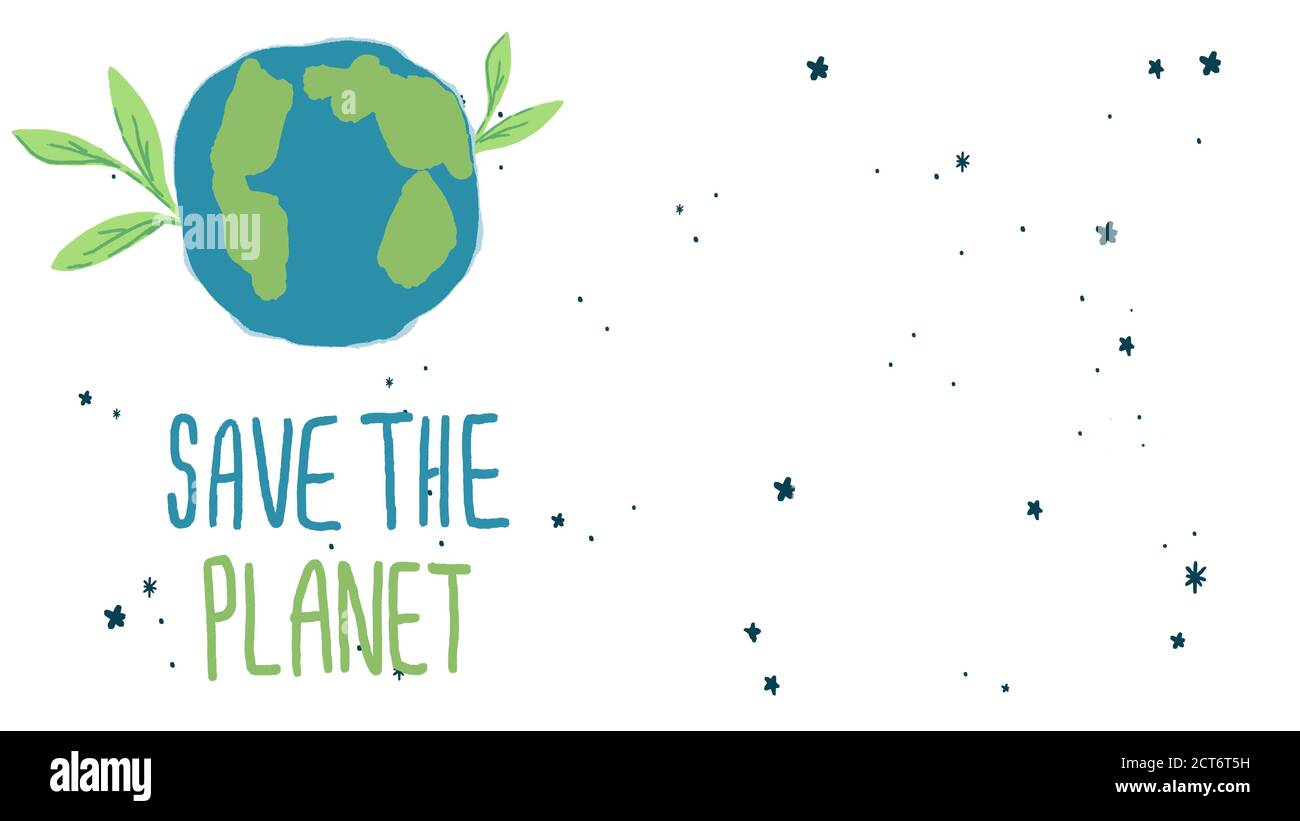 Earth Day Poster mit Copy Space auf weißem, isoliertem Hintergrund. Planet Erde für Einladung oder Geschenkkarte, soziale Banner oder Flyer. Telefontasche oder Tuch pri Stock Vektor