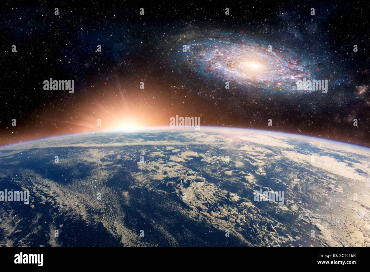 Andromeda mit der Erde tiefen Raum Fantasie Hintergrund Bildelemente Dieses von der NASA eingerichteten Bildes Stockfoto