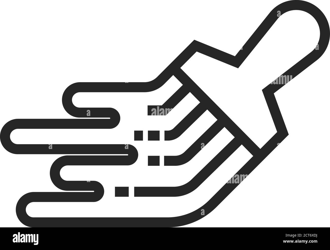 Pinsel-Symbol in dickem Umriss. Schwarz-Weiß-Vektorgrafik. Stock Vektor