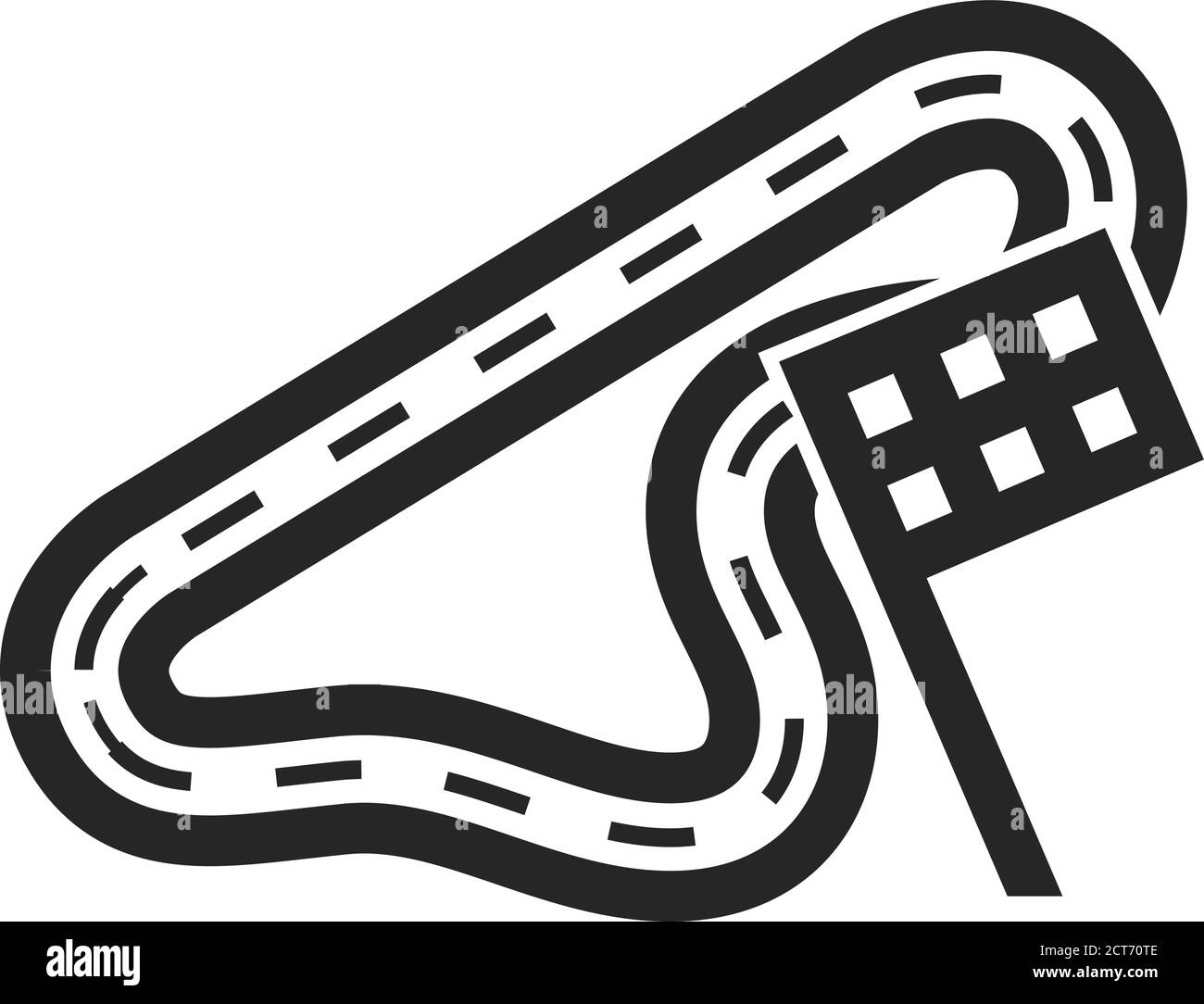 Race Circuit Symbol in dicken Umriss Stil. Schwarz-Weiß-Vektorgrafik. Stock Vektor