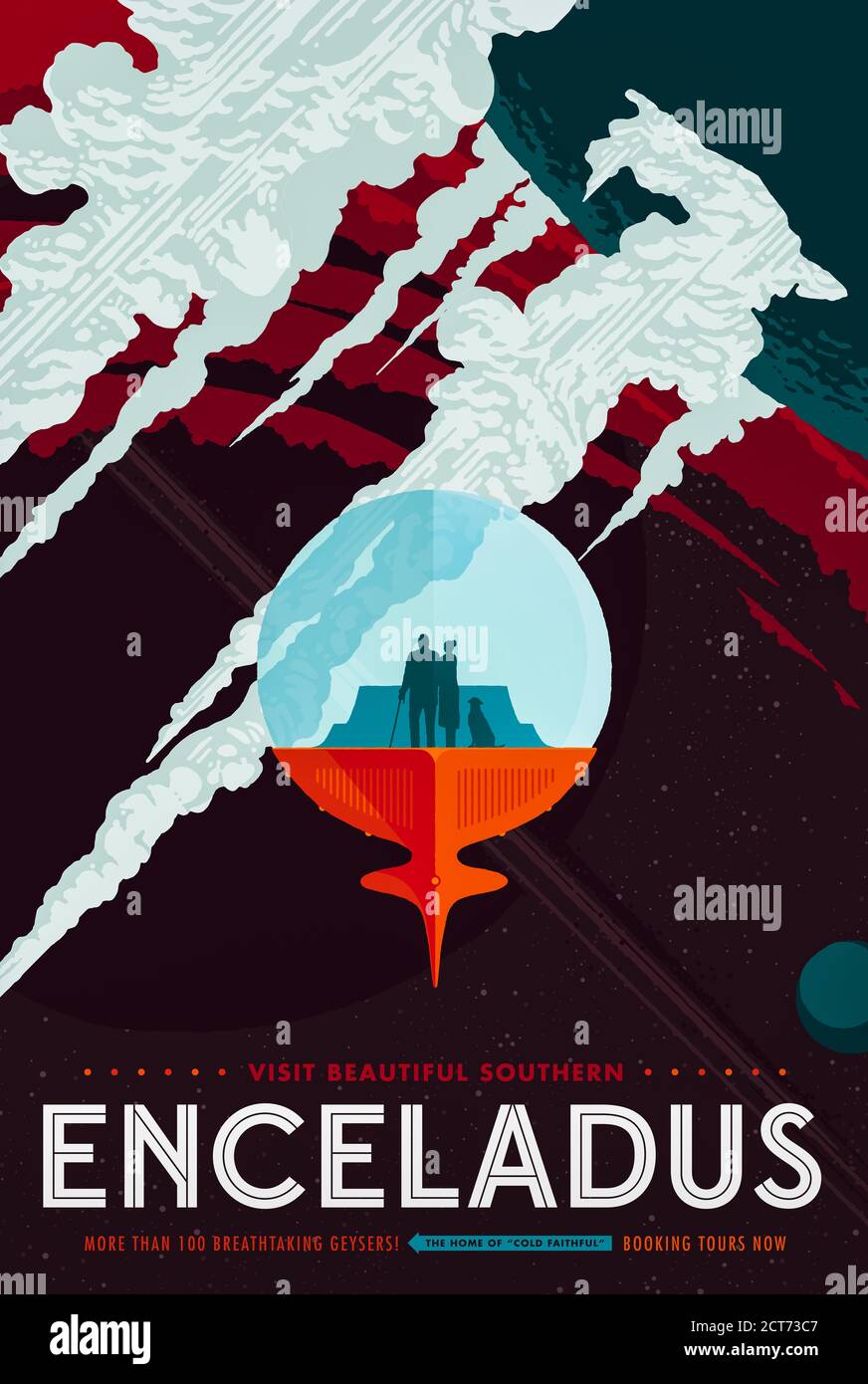 Enceladus: Visionen der zukünftigen Raumfahrt-Plakate erstellt von NASA,s Jet Propulsion Laboratory. Stockfoto