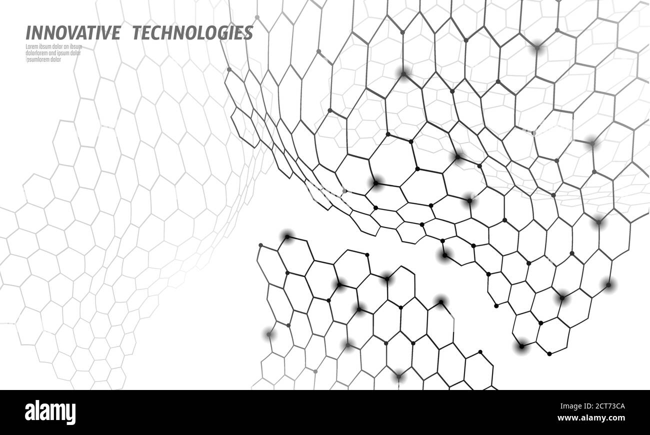 3D nanotechnoly Graphen Textur Cyberspace. Nano-Faser chemische moderne Material-Design. Supraleiter der Makrostrukturschicht des Atommoleküls Stock Vektor